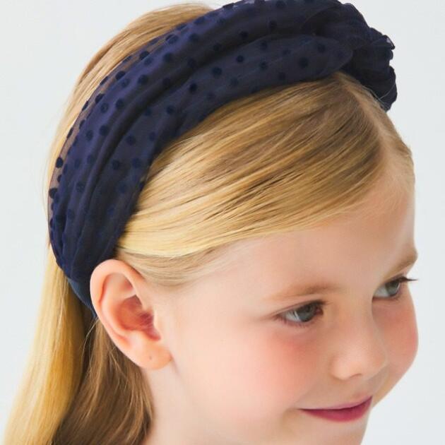 ABEL & LULA Tylová bodkovaná čelenka Flocked tulle headband tmavomodrá 5950 | Welcomebaby.sk