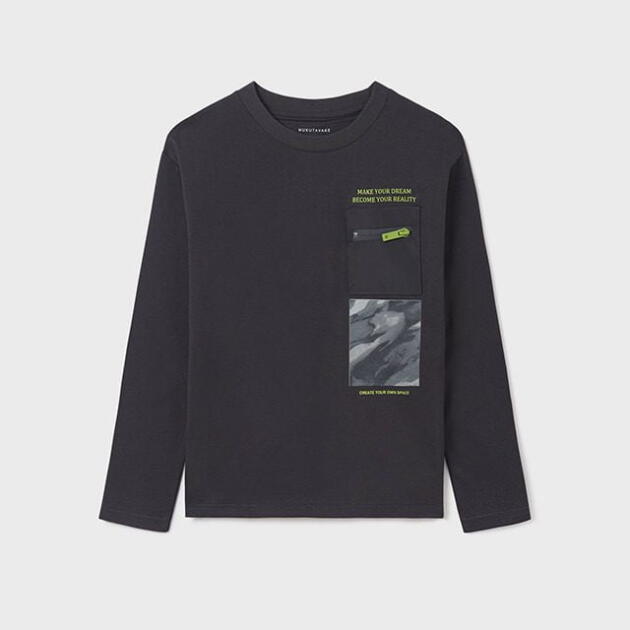 MAYORAL Chlapčenské tričko s dlhým rukávom s vreckom Long sleeve T-shirt with pocket carbon 7012 | Welcomebaby.sk