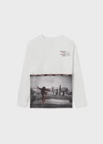 MAYORAL Chlapčenské tričko s dlhým rukávom Long sleeve t-shirt boy biele 7016 | Welcomebaby.sk