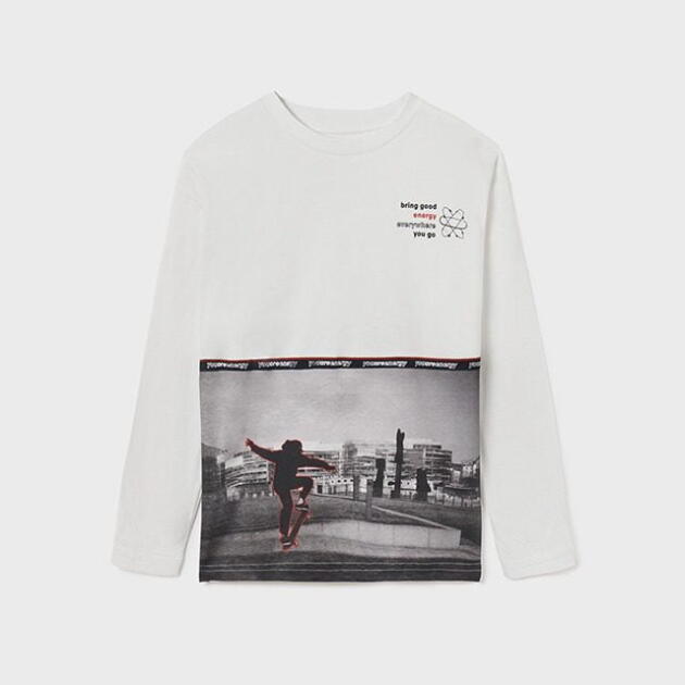 MAYORAL Chlapčenské tričko s dlhým rukávom Long sleeve t-shirt boy biele 7016 | Welcomebaby.sk