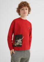 MAYORAL Chlapčenské tričko s dlhým rukávom potlač skater Long sleeve skater červené red 7017 | Welcomebaby.sk