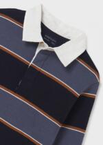 MAYORAL Chlapčenské pruhované polo tričko s dlhým rukávom Long sleeve polo boy tmavomodré | Welcomebaby.sk