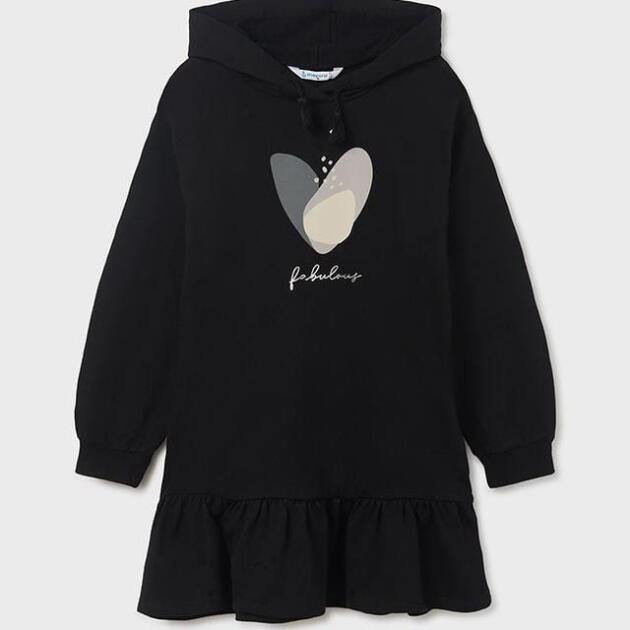MAYORAL Teplákové šaty so srdcom fabulous Fleece dress girl čierne 7939 | Welcomebaby.sk