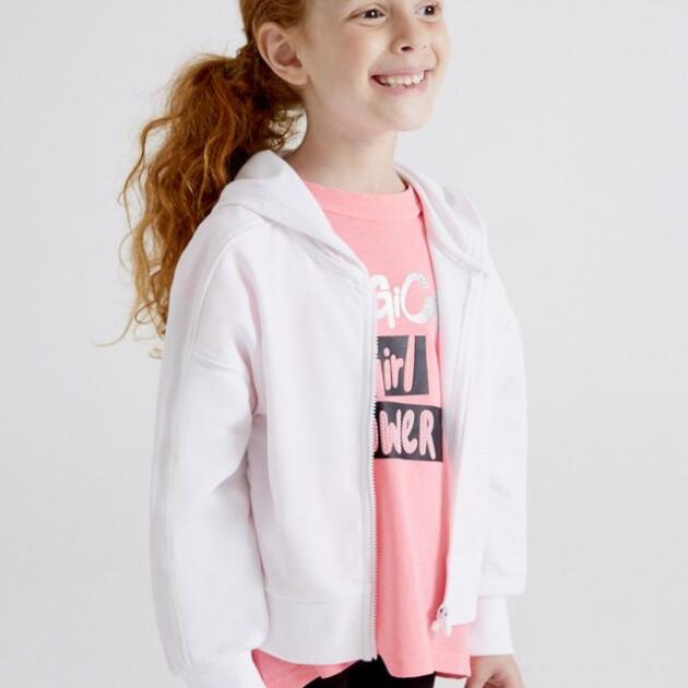 MAYORAL Dievčenská mikina s kapucňou Hoddie with zip biela 3428 | Welcomebaby.sk