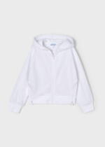 MAYORAL Dievčenská mikina s kapucňou Hoddie with zip biela 3428 | Welcomebaby.sk