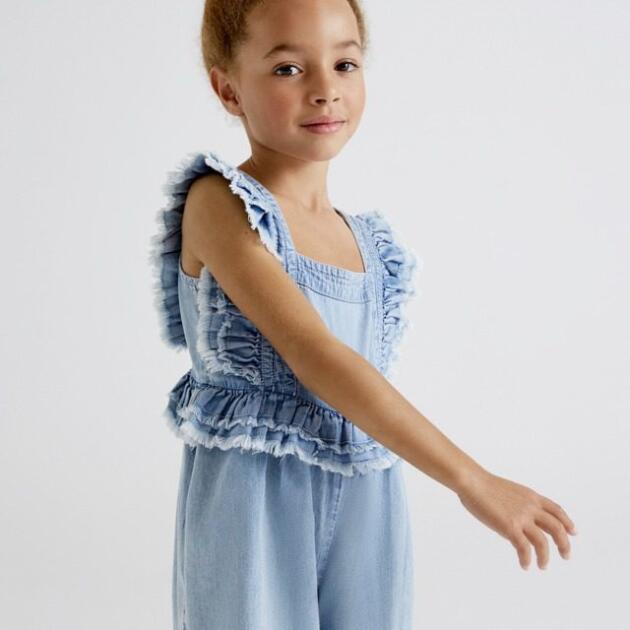 Mayoral Kraťasový overal svetlomodrý Jumpsuit light denim 3834 | Welcomebaby.sk