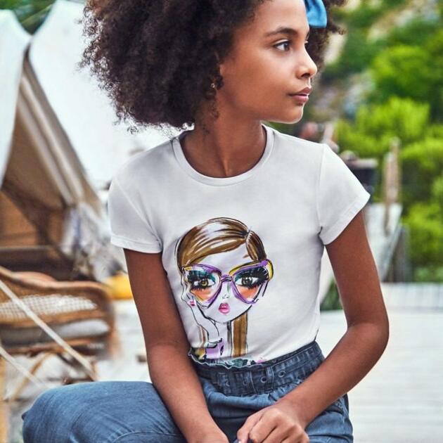 MAYORAL Tričko s krátkym dáma biele T-shirt girl 6037 | Welcomebaby.sk