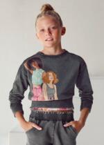 Dievčenská krátka mikina s obrázkami dám Worn effect sweatshirt girl Mayoral vyblednutá čierna 6420 | Welcomebaby.sk