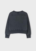 Dievčenská krátka mikina s obrázkami dám Worn effect sweatshirt girl Mayoral vyblednutá čierna 6420 | Welcomebaby.sk