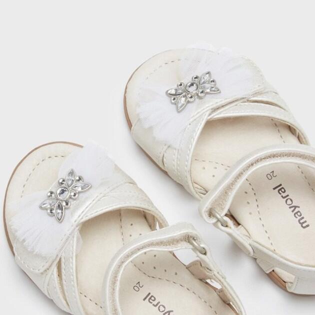 MAYORAL Sviatočné sandále strieborné s mašľou Ceremony sandals 41352 | Welcomebaby.sk