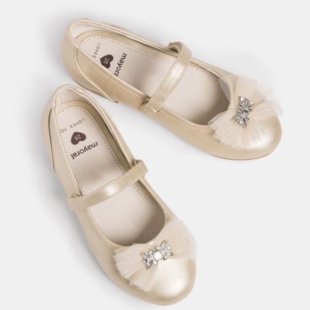MAYORAL Balerínky s tylovou mašľou Ceremony ballet pumps girl zlaté | Welcomebaby.sk
