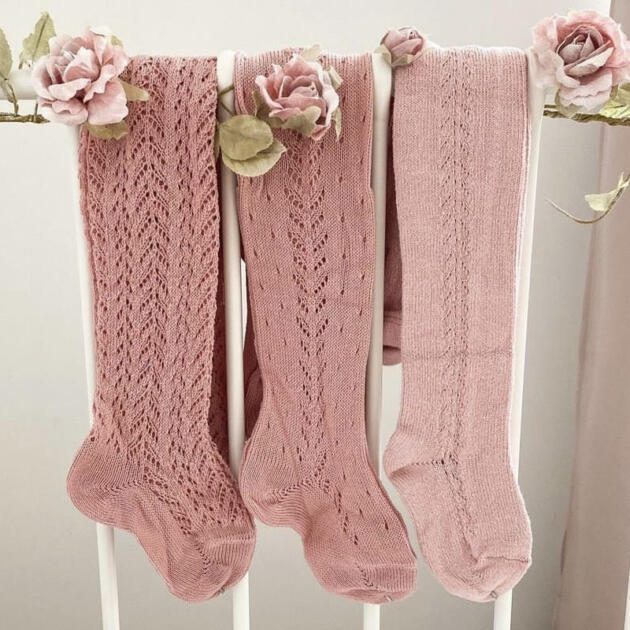 Pančuchy s bočným otvoreným vzorom Cóndor pale pink staroružové | Welcomebaby.sk