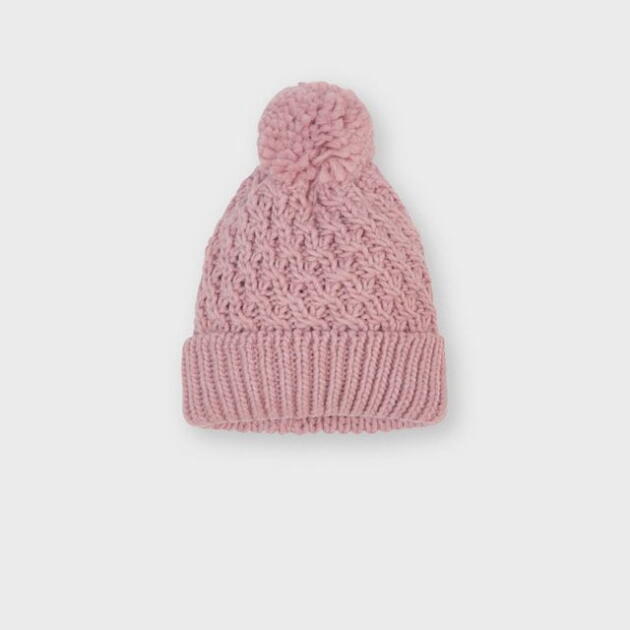 MAYORAL Dievčenská pletená čiapka s brmbolcom ružová Knitted hat pink 10160 | Welcomebaby.sk