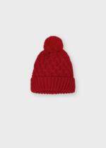 MAYORAL Dievčenská pletená čiapka s brmbolcom červená Knitted hat red 10160 | Welcomebaby.sk