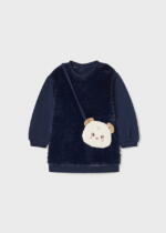 MAYORAL Zimné šaty s kabelkou tmavomodré Faux fur dress with bag baby navy blue 2950 | Welcomebaby.sk