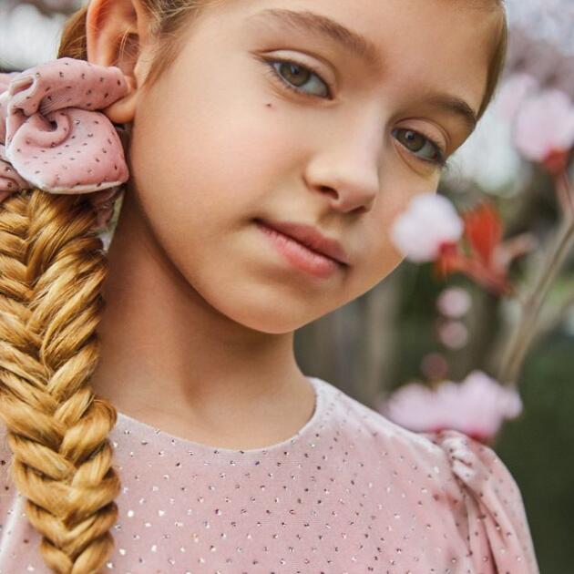 ABEL & LULA Gumička scrunchie s kamienkami ružová Velvet Glitter Hair Band pink 5949 | Welcomebaby.sk
