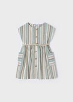 MAYORAL Pruhované šaty na gombíky pastelové jade 3929 Dress for girl | Welcomebaby.sk