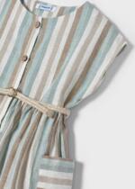 MAYORAL Pruhované šaty na gombíky pastelové jade 3929 Dress for girl | Welcomebaby.sk