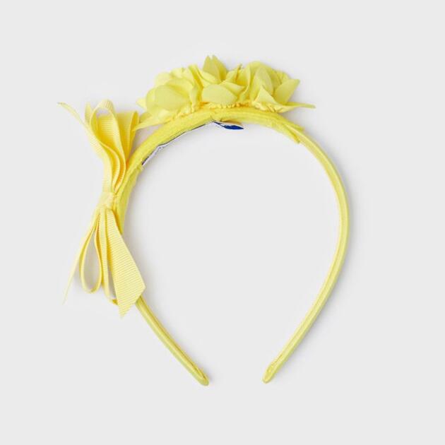 MAYORAL Čelenka s mašľou a tromi kvetmi žltá Flower bow hairband limon 10193 | Welcomebaby.sk