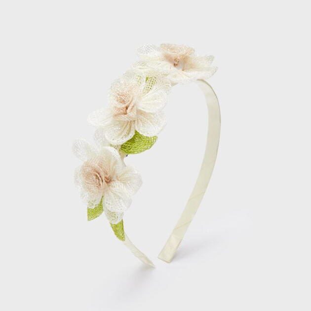 MAYORAL Kvetovaná čelenka krémová Flower hairband crudo 10249 | Welcomebaby.sk
