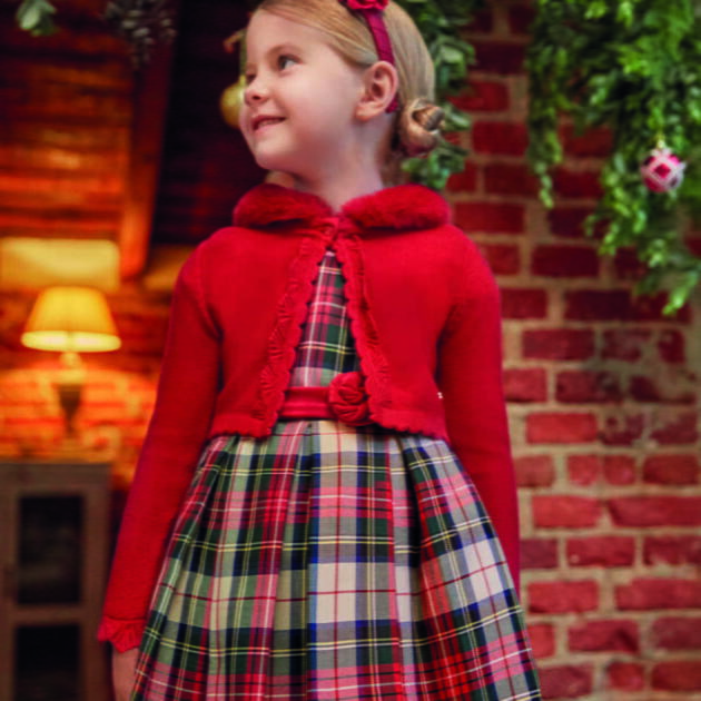 ABEL & LULA Kárované šaty s volánom červené Tartan dress 5539 | Welcomebaby.sk