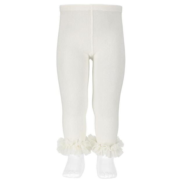 CÓNDOR Legíny na členkoch s volánom krémové Leggings with tulle ruffles at the ankles cream 2494 | Welcomebaby.sk