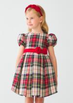 ABEL & LULA Kárované šaty s volánom červené Tartan dress 5539 | Welcomebaby.sk