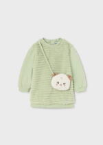 MAYORAL Zimné šaty s kabelkou aloe farba Faux fur dress with bag baby 2950 | Welcomebaby.sk