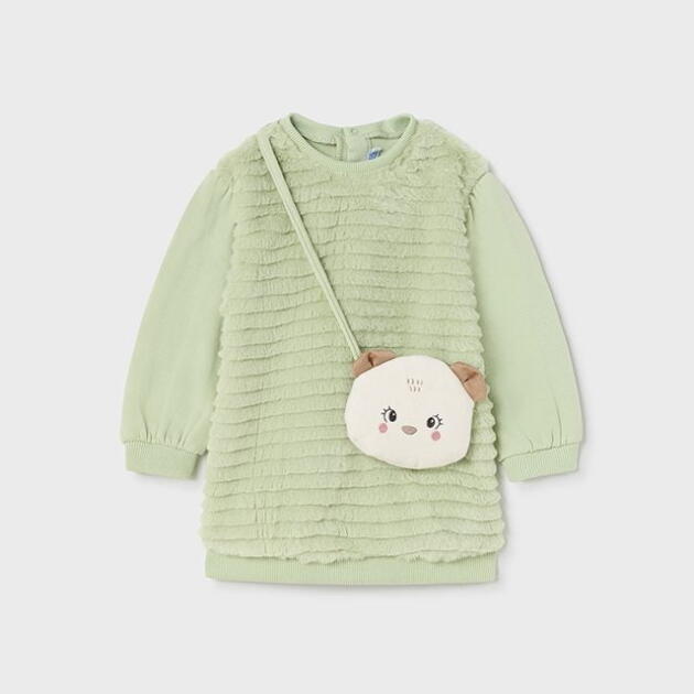 MAYORAL Zimné šaty s kabelkou aloe farba Faux fur dress with bag baby 2950 | Welcomebaby.sk