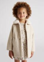 MAYORAL Kožušinový kabát béžový Terry coat beige 4484 | Welcomebaby.sk
