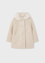 MAYORAL Kožušinový kabát béžový Terry coat beige 4484 | Welcomebaby.sk