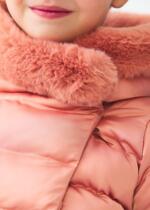 ABEL & LULA Saténová bunda s kapucňou a kožušinou Satin faux fur jacket blush 5829 | Welcomebaby.sk
