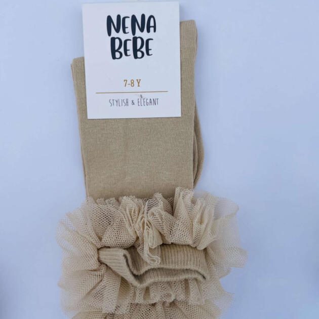 NENA BEBE Tutu podkolienky tmavá béžová Tutu kneesocks dark beige 03 | Welcomebaby.sk