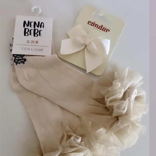 NENA BEBE Tutu podkolienky svetlá béžová Tutu Kneesocks light beige 02 | Welcomebaby.sk