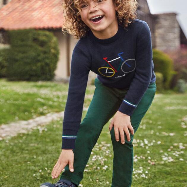MAYORAL Sveter bicykel modrý Intarsia Bike Jumper navy blue 4386 | Welcomebaby.sk