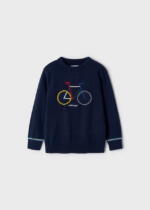 MAYORAL Sveter bicykel modrý Intarsia Bike Jumper navy blue 4386 | Welcomebaby.sk