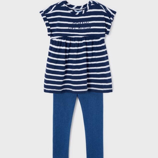 MAYORAL Legínový tunikový setmodrý Legging set blue striped 3763 | Welcomebaby.sk