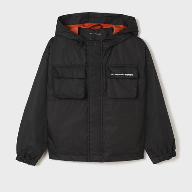 MAYORAL Prechodná bunda s kapucňou čierna Multi Pocket Windbreaker 6413 | Welcomebaby.sk