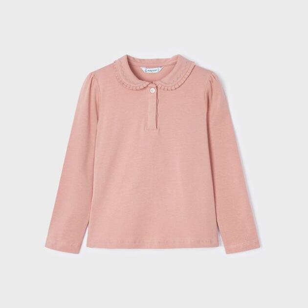 MAYORAL Polo tričko ružové s golierom a dlhým rukávom Polo Long Sleeve girl 131 | Welcomebaby.sk