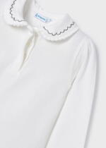 MAYORAL Polo tričko biele s golierom a dlhým rukávom Polo Long Sleeve girl white 131 | Welcomebaby.sk