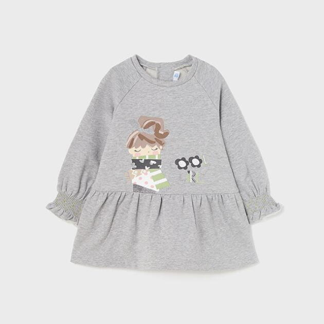Teplákové šaty sivé s gumičkovými rukávmi Fleece dress baby Mayoral silver 2956 | Welcomebaby.sk