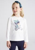 MAYORAL Tričko s dlhým rukávom s postavičkou a motorkou biele Long sleeve tshirt character white 4025 | Welcomebaby.sk