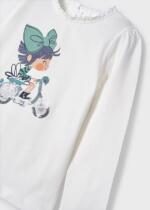 MAYORAL Tričko s dlhým rukávom s postavičkou a motorkou biele Long sleeve tshirt character white 4025 | Welcomebaby.sk