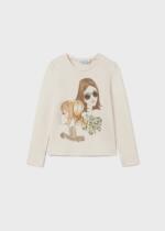 MAYORAL Tričko s dlhým rukávom a dámami krémové Long sleeve tshirt with womans cream 7034 | Welcomebaby.sk