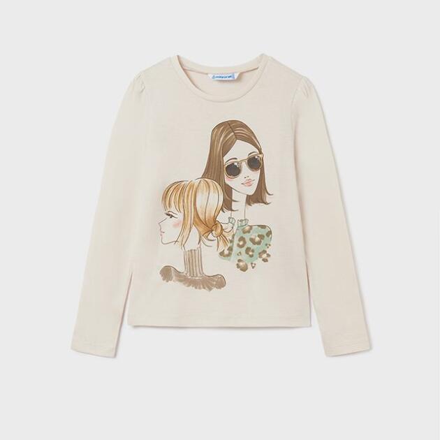 MAYORAL Tričko s dlhým rukávom a dámami krémové Long sleeve tshirt with womans cream 7034 | Welcomebaby.sk