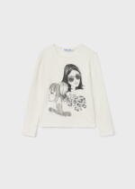 MAYORAL Tričko s dlhým rukávom a dámami biele Long sleeve tshirt with womans white 7034 | Welcomebaby.sk