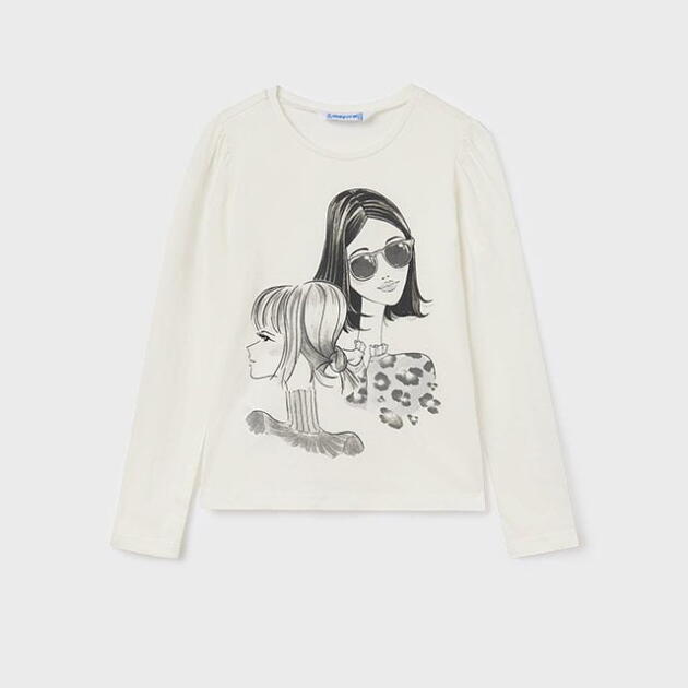MAYORAL Tričko s dlhým rukávom a dámami biele Long sleeve tshirt with womans white 7034 | Welcomebaby.sk