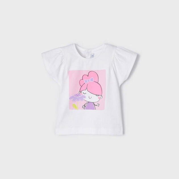 MAYORAL Tričko postavička ružová kreslená Short Sleeves Tshirt 1023 | Welcomebaby.sk