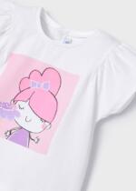 MAYORAL Tričko postavička ružová kreslená Short Sleeves Tshirt 1023 | Welcomebaby.sk