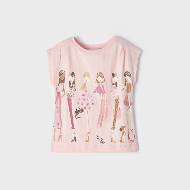 MAYORAL Tričko s dámami ružové Tshirt with womans cuarzo 3032 | Welcomebaby.sk